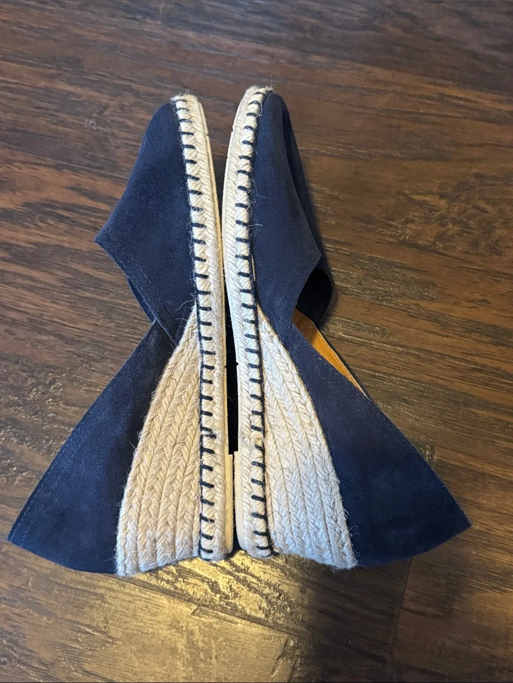 Women’s Navy Suede Espadrille Wedge - Slip-On Comfort